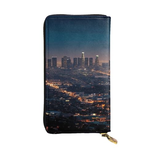 SDTYKHJ Damen Geldbörse Clutch Große Kapazität Lange Geldbörse Los Angeles Skyline Leder Damen Kartenhalter Reise Geldbörse von SDTYKHJ