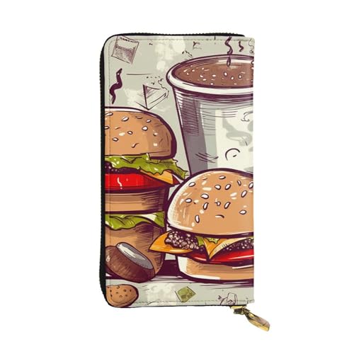 SDTYKHJ Damen Geldbörse Clutch Große Kapazität Lange Geldbörse Lustige Essen Hamburger und Tassen Leder Damen Karte Handy Halter Reise Geldbörse von SDTYKHJ