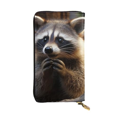 SDTYKHJ Damen Geldbörse Clutch Große Kapazität Lange Geldbörse Niedlich Waschbär Leder Damen Karte Handy Halter Reise Geldbörse von SDTYKHJ