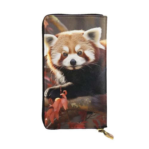 SDTYKHJ Damen Geldbörse Clutch Große Kapazität Lange Geldbörse Rot Panda Leder Damen Karte Handy Halter Reise Geldbörse von SDTYKHJ