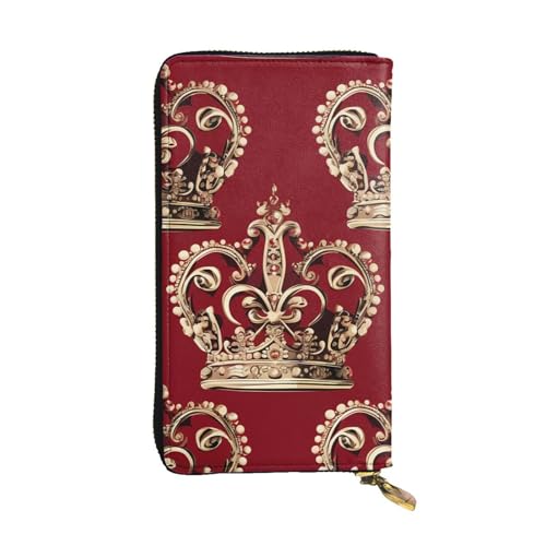 SDTYKHJ Damen Geldbörse Clutch Große Kapazität Lange Geldbörse Rote Krone Leder Damen Kartenhalter Reise Geldbörse von SDTYKHJ