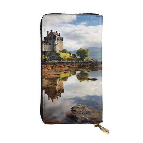 SDTYKHJ Damen Geldbörse Clutch Große Kapazität Lange Geldbörse Schottland Castle Water Lake Schottisches Leder Damen Karte Handy Halter Reise Geldbörse von SDTYKHJ