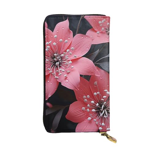 SDTYKHJ Damen Geldbörse Clutch Große Kapazität Lange Geldbörse Schwarz Blume Leder Damen Kartenhalter Reise Geldbörse von SDTYKHJ