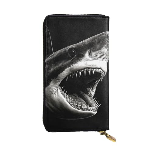 SDTYKHJ Damen Geldbörse Clutch Große Kapazität Lange Geldbörse Schwarz Haifischkopf Leder Damen Karte Handy Halter Reise Geldbörse von SDTYKHJ