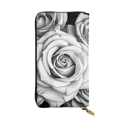 SDTYKHJ Damen Geldbörse Clutch Große Kapazität Lange Geldbörse Schwarz Weiß Rose Leder Damen Karte Handy Halter Reise Geldbörse von SDTYKHJ