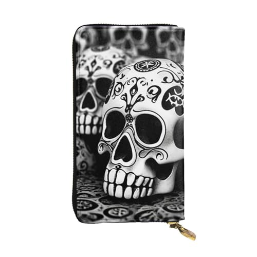 SDTYKHJ Damen Geldbörse Clutch Große Kapazität Lange Geldbörse Schwarz und Weiß Totenköpfe Leder Damen Karte Handy Halter Reise Geldbörse von SDTYKHJ