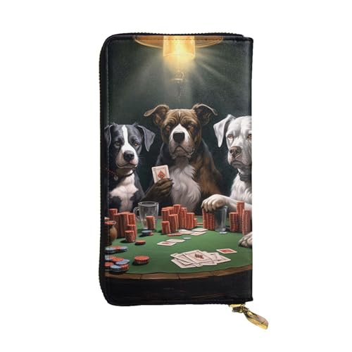 SDTYKHJ Damen Geldbörse Clutch Große Kapazität Lange Geldbörse Spielen Poker Hunde Leder Damen Karte Handy Halter Reise Geldbörse von SDTYKHJ