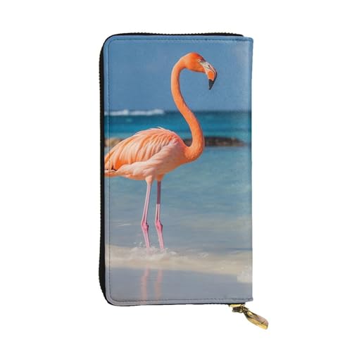 SDTYKHJ Damen Geldbörse Clutch Große Kapazität Lange Geldbörse Strand Flamingo Leder Damen Karte Handy Halter Reise Geldbörse von SDTYKHJ