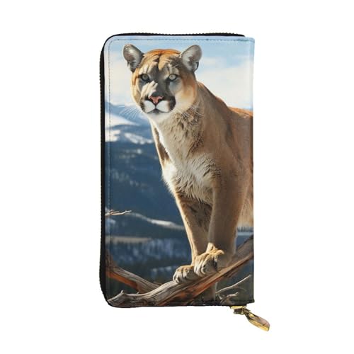 SDTYKHJ Damen Geldbörse Clutch Große Kapazität Lange Geldbörse Tier Berglöwe Leder Damen Karte Handy Halter Reise Geldbörse von SDTYKHJ