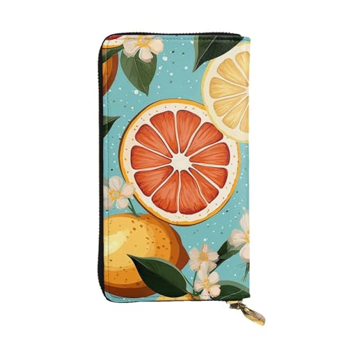 SDTYKHJ Damen Geldbörse Clutch Große Kapazität Lange Geldbörse Zitrusfrüchte Malerei Leder Damen Karte Handy Halter Reise Geldbörse von SDTYKHJ