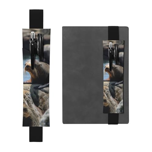 SDTYKHJ Elastisches Band, Stifthalter, Leder, Stifthalter für Notizbuch, braunes Siegel auf dem Felsen, Stifteetui, Lesezeichen, passend für 20,3 cm bis 25,4 cm große Notizbücher, Planer, Bücher, von SDTYKHJ