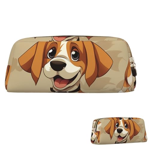 SDTYKHJ Federmäppchen, Cartoon-Beagle-Hunde, großes Federmäppchen, tragbar, Münztasche, ästhetische Kosmetiktasche, Leder, Make-up-Tasche von SDTYKHJ