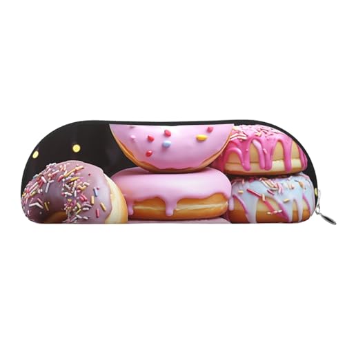 SDTYKHJ Federmäppchen, Donut-Kuchen, großes Federmäppchen, tragbare Münztasche, ästhetische Kosmetiktasche, Leder, Make-up-Tasche, silber, Einheitsgröße von SDTYKHJ