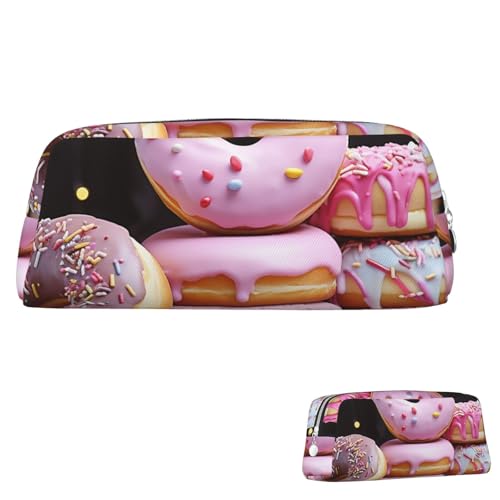 SDTYKHJ Federmäppchen, Donut-Kuchen, großes Federmäppchen, tragbare Münztasche, ästhetische Kosmetiktasche, Leder, Make-up-Tasche, silber, Einheitsgröße von SDTYKHJ