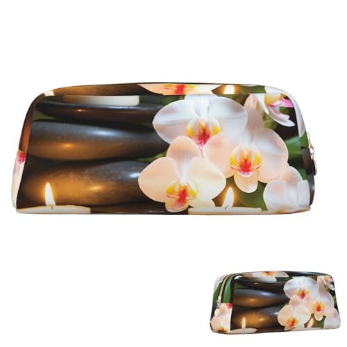 SDTYKHJ Federmäppchen, Entspannung mit Massage, Spa, große Bleistifttasche, tragbare Münztasche, ästhetische Kosmetiktasche, Leder, Make-up-Tasche, Gold, Einheitsgröße von SDTYKHJ