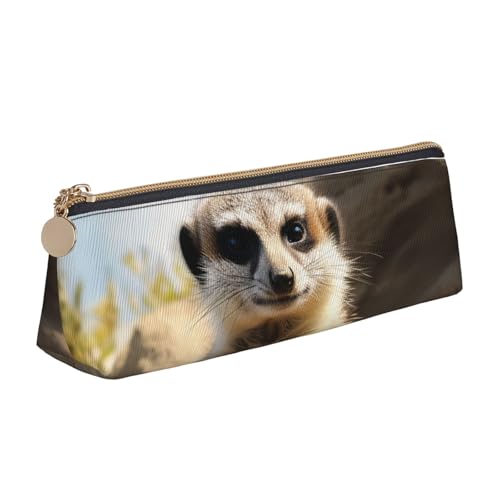 SDTYKHJ Federmäppchen, Erdmännchen, Tier, groß, tragbar, Münztasche, ästhetische Kosmetiktasche, Leder, Make-up-Tasche von SDTYKHJ