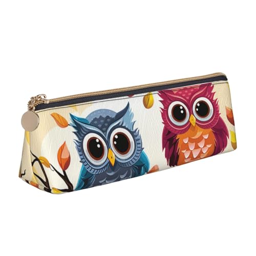 SDTYKHJ Federmäppchen, Eulen auf Ästen, große Bleistifttasche, tragbare Münztasche, ästhetische Kosmetiktasche, Leder, Make-up-Tasche von SDTYKHJ