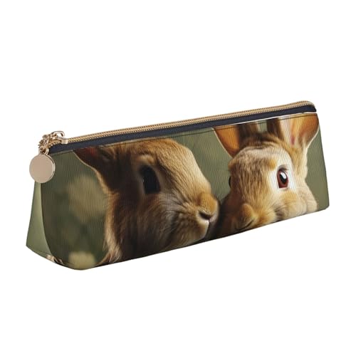 SDTYKHJ Federmäppchen, Kaninchenpaar, großes Federmäppchen, tragbare Münztasche, ästhetische Kosmetiktasche, Leder, Make-up-Tasche von SDTYKHJ