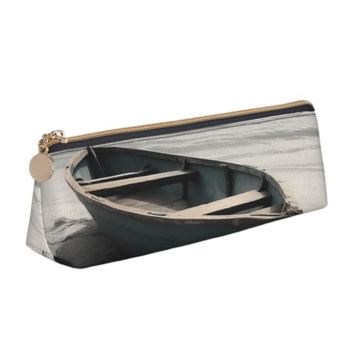 SDTYKHJ Federmäppchen, Motiv: Boot am Meer, großes Federmäppchen, tragbare Münztasche, ästhetische Kosmetiktasche, Leder, Make-up-Tasche von SDTYKHJ