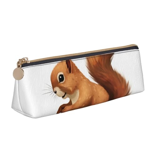 SDTYKHJ Federmäppchen, Motiv: Eichhörnchen, großes Federmäppchen, tragbar, Kosmetiktasche, Kosmetiktasche, Leder, Make-up-Tasche von SDTYKHJ