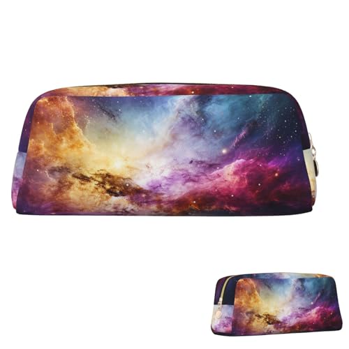 SDTYKHJ Federmäppchen, Motiv: Nebel und Galaxie im Universum, großes Federmäppchen, tragbare Münztasche, ästhetische Kosmetiktasche, Leder, Make-up-Tasche von SDTYKHJ