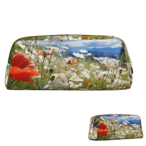 SDTYKHJ Federmäppchen, Motiv: Wiese und Gänseblümchen, großes Federmäppchen, tragbare Münztasche, ästhetische Kosmetiktasche, Leder, Make-up-Tasche SDTYKHJ Federmäppchen, Motiv: Wiese und Gänseblümchen, großes Federmäppchen, tragbare Münztasche, ästhetische Kosmetiktasche, Leder, Make-up-Tasche von SDTYKHJ