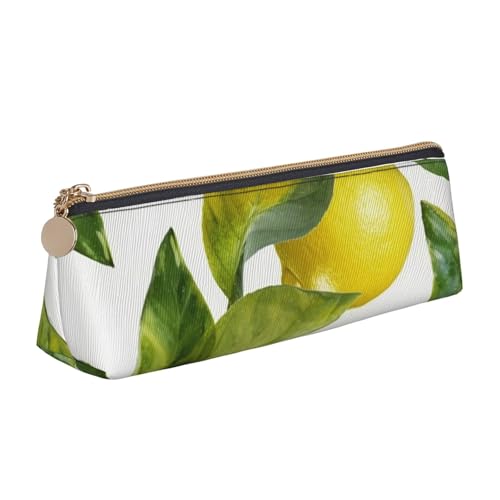 SDTYKHJ Federmäppchen, Motiv: Zitronenzweig, Blätter, großes Federmäppchen, tragbare Münztasche, ästhetische Kosmetiktasche, Leder, Make-up-Tasche von SDTYKHJ