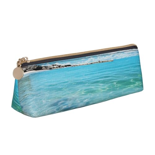 SDTYKHJ Federmäppchen, Motiv: malerisches Meerwasser, großes Federmäppchen, tragbare Münztasche, ästhetische Kosmetiktasche, Leder, Make-up-Tasche von SDTYKHJ