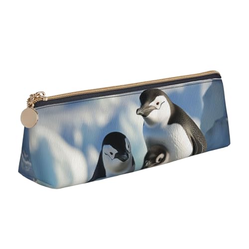 SDTYKHJ Federmäppchen, Pinguin, Eltern und Küken, großes Federmäppchen, tragbare Münztasche, ästhetische Kosmetiktasche, Leder, Make-up-Tasche von SDTYKHJ
