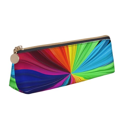 SDTYKHJ Federmäppchen, Regenbogenfarben, große Bleistifttasche, tragbare Münztasche, ästhetische Kosmetiktasche, Leder, Make-up-Tasche von SDTYKHJ