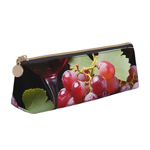 SDTYKHJ Federmäppchen, Rotweintraube, großes Federmäppchen, tragbar, Münztasche, ästhetische Kosmetiktasche, Leder, Make-up-Tasche von SDTYKHJ