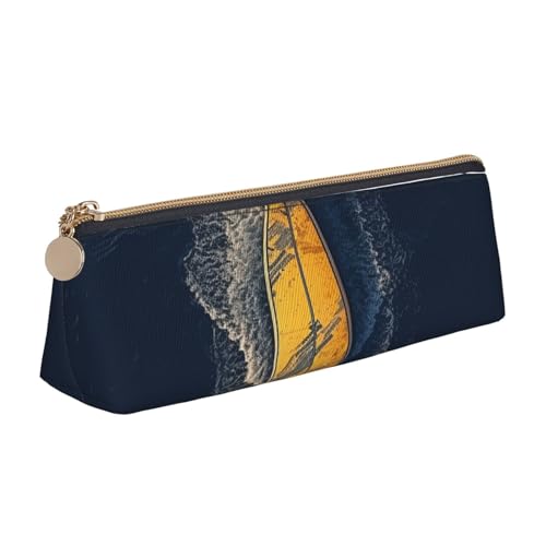 SDTYKHJ Federmäppchen, Surfbrett, große Bleistifttasche, tragbare Münztasche, ästhetische Kosmetiktasche, Leder, Make-up-Tasche von SDTYKHJ