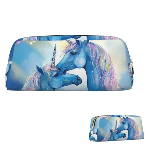 SDTYKHJ Federmäppchen, blau, Liebe, großes Federmäppchen, tragbare Münztasche, ästhetische Kosmetiktasche, Leder, Make-up-Tasche von SDTYKHJ