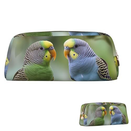 SDTYKHJ Federmäppchen, blau und grün, Sittiche, große Bleistifttasche, tragbare Münztasche, ästhetische Kosmetiktasche, Leder, Make-up-Tasche, Gold, Einheitsgröße SDTYKHJ Federmäppchen, blau und grün, Sittiche, große Bleistifttasche, tragbare Münztasche, ästhetische Kosmetiktasche, Leder, Make-up-Tasche, Gold, Einheitsgröße von SDTYKHJ