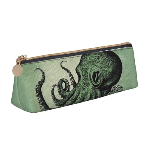 SDTYKHJ Federmäppchen, grünes Oktopus, großes Federmäppchen, tragbare Münztasche, ästhetische Kosmetiktasche, Leder, Make-up-Tasche von SDTYKHJ