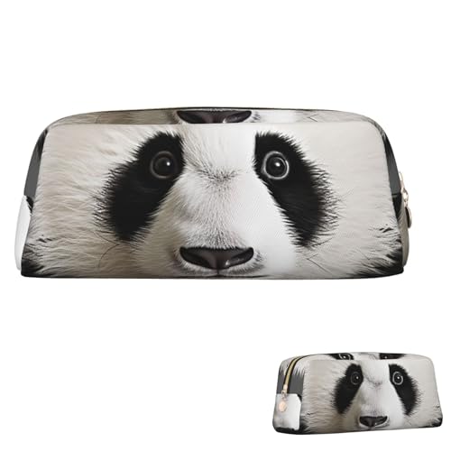 SDTYKHJ Federmäppchen, hübsches Pandabär-Kopf, großes Federmäppchen, tragbar, Münztasche, ästhetische Kosmetiktasche, Leder, Make-up-Tasche, Gold, Einheitsgröße von SDTYKHJ