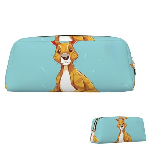 SDTYKHJ Federmäppchen, lustiges Cartoon-Känguru-Zoo, großes Federmäppchen, tragbare Münztasche, ästhetische Kosmetiktasche, Leder, Make-up-Tasche von SDTYKHJ