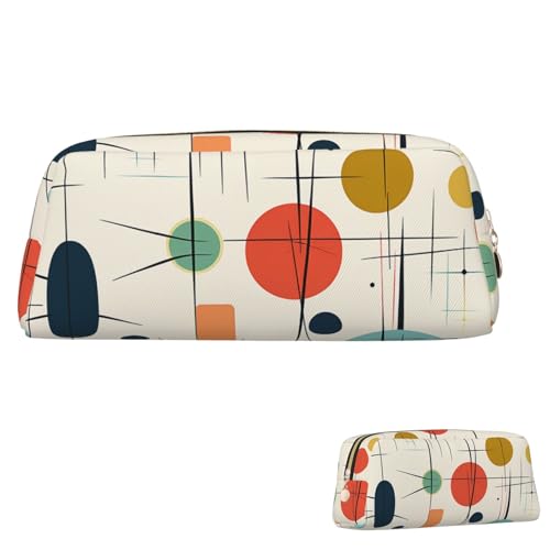 SDTYKHJ Federmäppchen, modern, Mitte des Jahrhunderts, großes Federmäppchen, tragbare Münztasche, ästhetische Kosmetiktasche, Leder, Make-up-Tasche, Gold, Einheitsgröße von SDTYKHJ