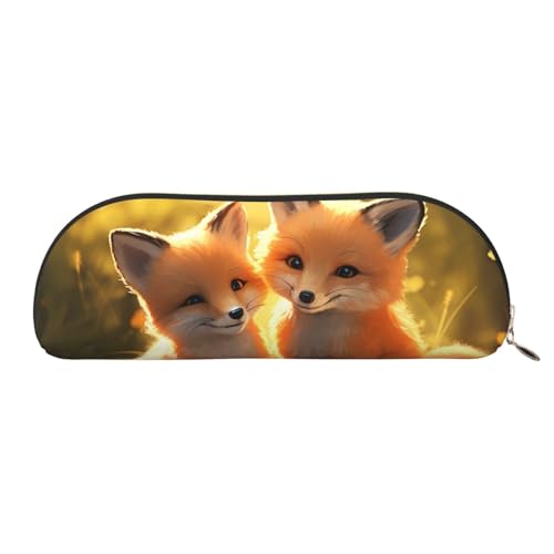 SDTYKHJ Federmäppchen, niedliche Füchse, große Bleistifttasche, tragbare Münztasche, ästhetische Kosmetiktasche, Leder, Make-up-Tasche von SDTYKHJ