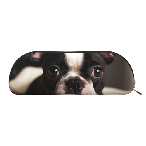 SDTYKHJ Federmäppchen, niedlicher Boston Terrier, großes Federmäppchen, tragbar, Münztasche, ästhetische Kosmetiktasche, Leder, Make-up-Tasche, Gold, Einheitsgröße von SDTYKHJ
