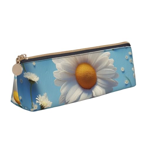 SDTYKHJ Federmäppchen, niedliches Gänseblümchen, großes Federmäppchen, tragbare Münztasche, ästhetische Kosmetiktasche, Leder, Make-up-Tasche von SDTYKHJ