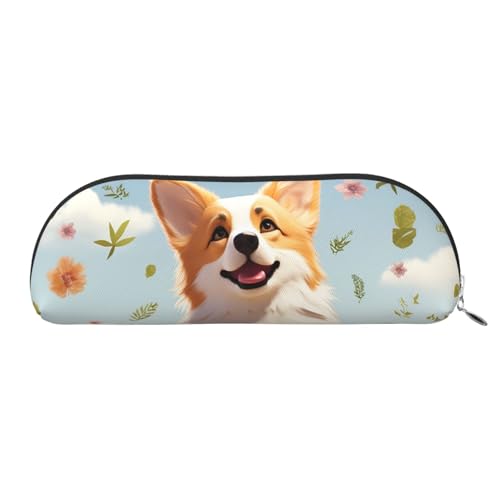 SDTYKHJ Federmäppchen, schöne Corgi große Bleistifttasche, tragbare Münztasche, ästhetische Kosmetiktasche, Leder, Make-up-Tasche, silber, Einheitsgröße von SDTYKHJ