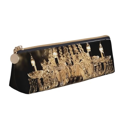 SDTYKHJ Federmäppchen, wunderschöner Kristall-Kronleuchter, große Bleistifttasche, tragbare Münztasche, ästhetische Kosmetiktasche, Leder, Make-up-Tasche von SDTYKHJ