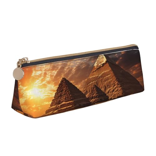 SDTYKHJ Federmäppchen Ägyptische Pyramiden Große Bleistifttasche Tragbare Münztasche Ästhetische Kosmetiktasche Leder Make-up Tasche von SDTYKHJ