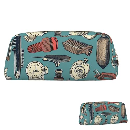 SDTYKHJ Federmäppchen Barber Shop Big Pencil Bag Tragbare Münztasche Ästhetische Kosmetiktasche Leder Make-up Tasche, Gold, Einheitsgröße von SDTYKHJ