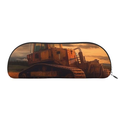 SDTYKHJ Federmäppchen Bulldozer Abend Große Bleistifttasche Tragbare Münztasche Ästhetische Kosmetiktasche Leder Make-up Tasche, silber, Einheitsgröße von SDTYKHJ