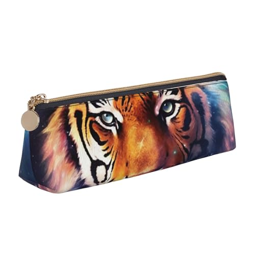 SDTYKHJ Federmäppchen Galaxy Tiger Big Pencil Bag Tragbare Münztasche Ästhetische Kosmetiktasche Leder Make-up Tasche von SDTYKHJ