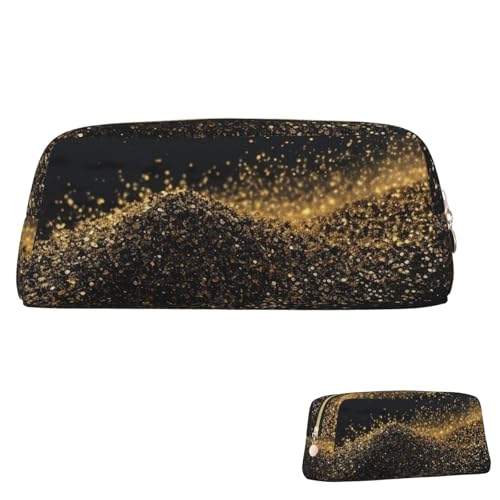 SDTYKHJ Federmäppchen Gold Schwarz Sand Große Bleistifttasche Tragbare Münztasche Ästhetische Kosmetiktasche Leder Make-up Tasche, gold, One Size SDTYKHJ Federmäppchen Gold Schwarz Sand Große Bleistifttasche Tragbare Münztasche Ästhetische Kosmetiktasche Leder Make-up Tasche, gold, One Size von SDTYKHJ
