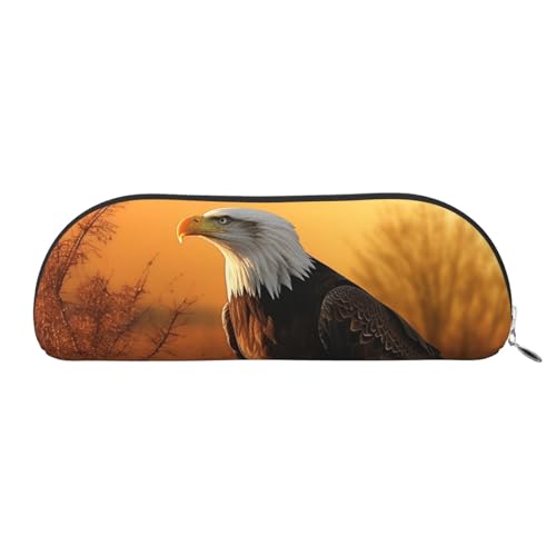 SDTYKHJ Federmäppchen Golden Sunset Weißkopfseeadler großes Federmäppchen tragbare Münztasche ästhetische Kosmetiktasche Leder Make-up-Tasche, silber, Einheitsgröße von SDTYKHJ