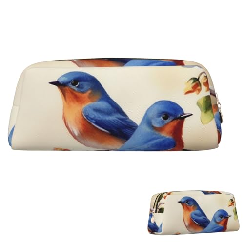 SDTYKHJ Federmäppchen Happy Bluebirds Big Pencil Bag Portable Coin Pouch Ästhetische Kosmetiktasche Leder Make-up Tasche, gold, One Size von SDTYKHJ